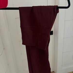 Burgundy lululemon alin leggings size 10 length 23